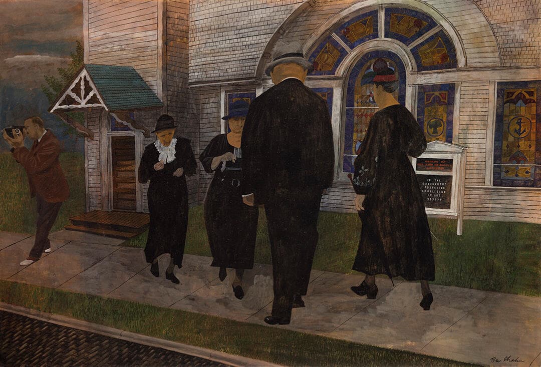 Self-Portrait Among Churchgoers