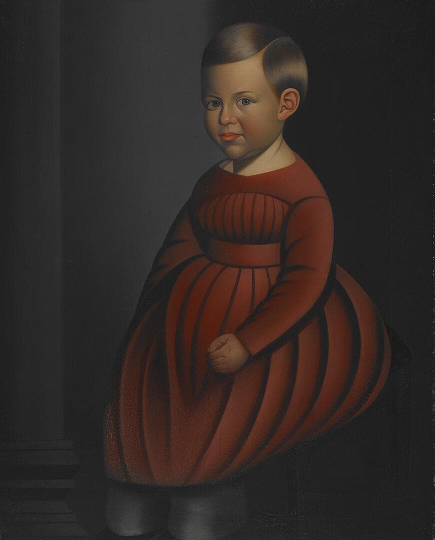 Portrait of a Boy in a Red Dress