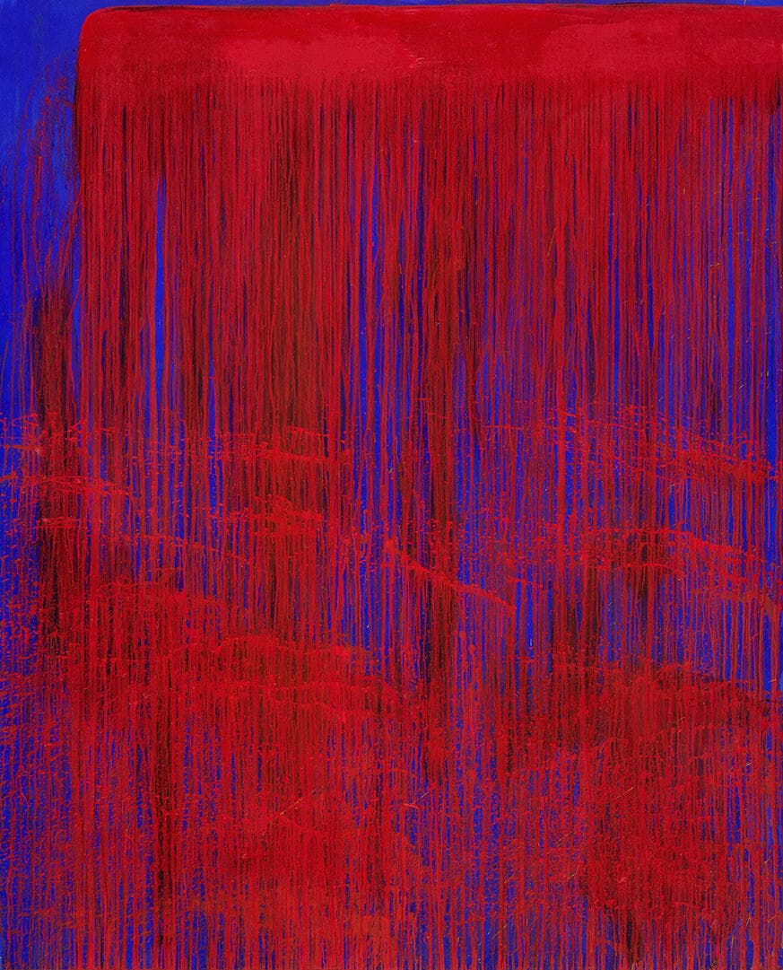 Red and Blue December Waterfall