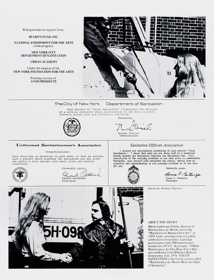 Artist's Letter of Invitation Sent to Every Sanitation Worker with Performance Itinerary for 10 Sweeps in All 59 Districts in New York City