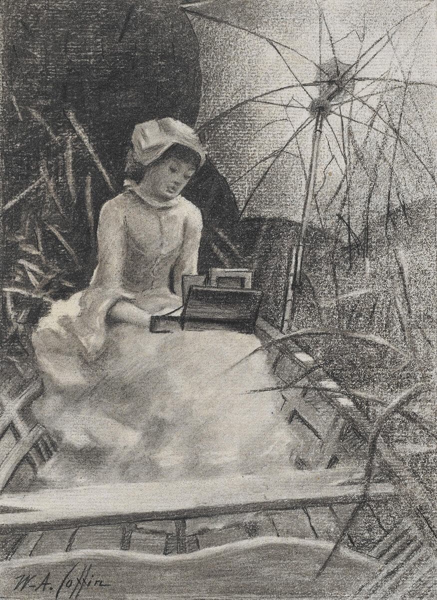 Woman Sketching in a Boat