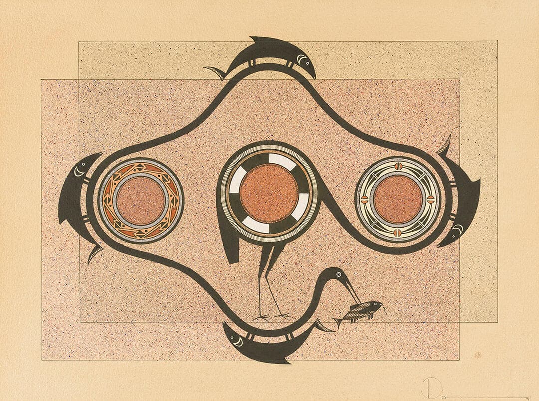 Mimbres Crane with Fish