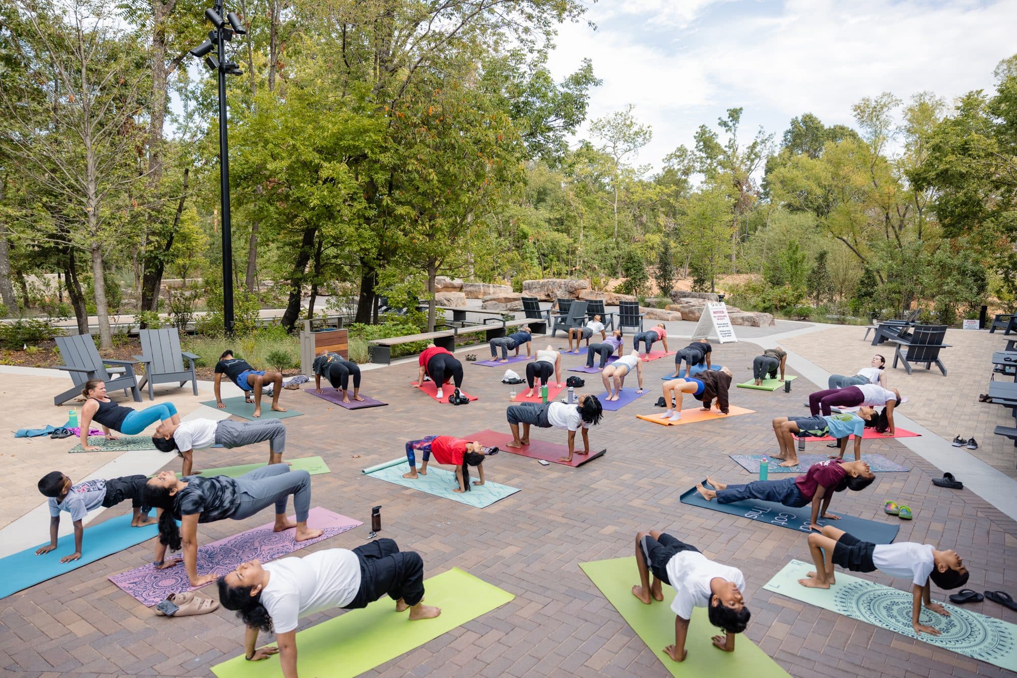 Outdoor Yoga at Crystal Bridges Campus Plaza