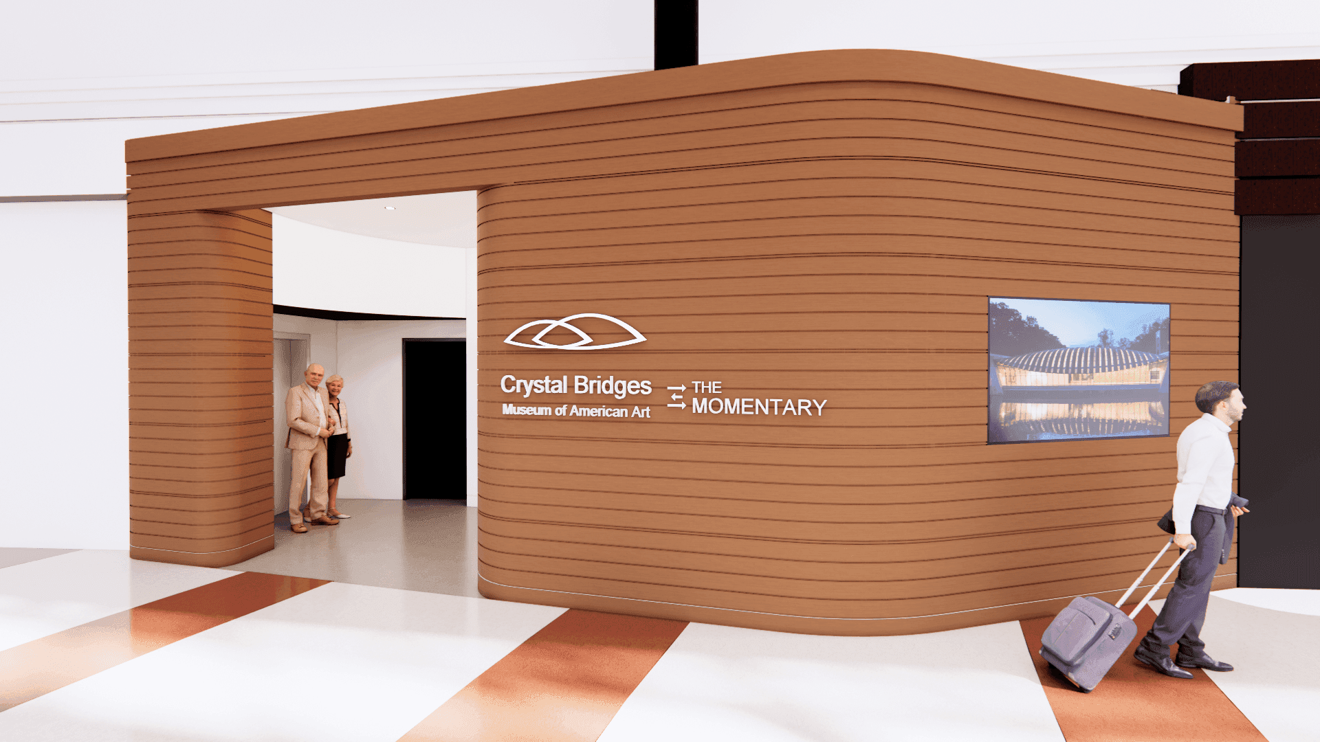 Rendering of the entrance to the Crystal Bridges and the Momentary Satellite Gallery at XNA Courtesy Hight Jackson